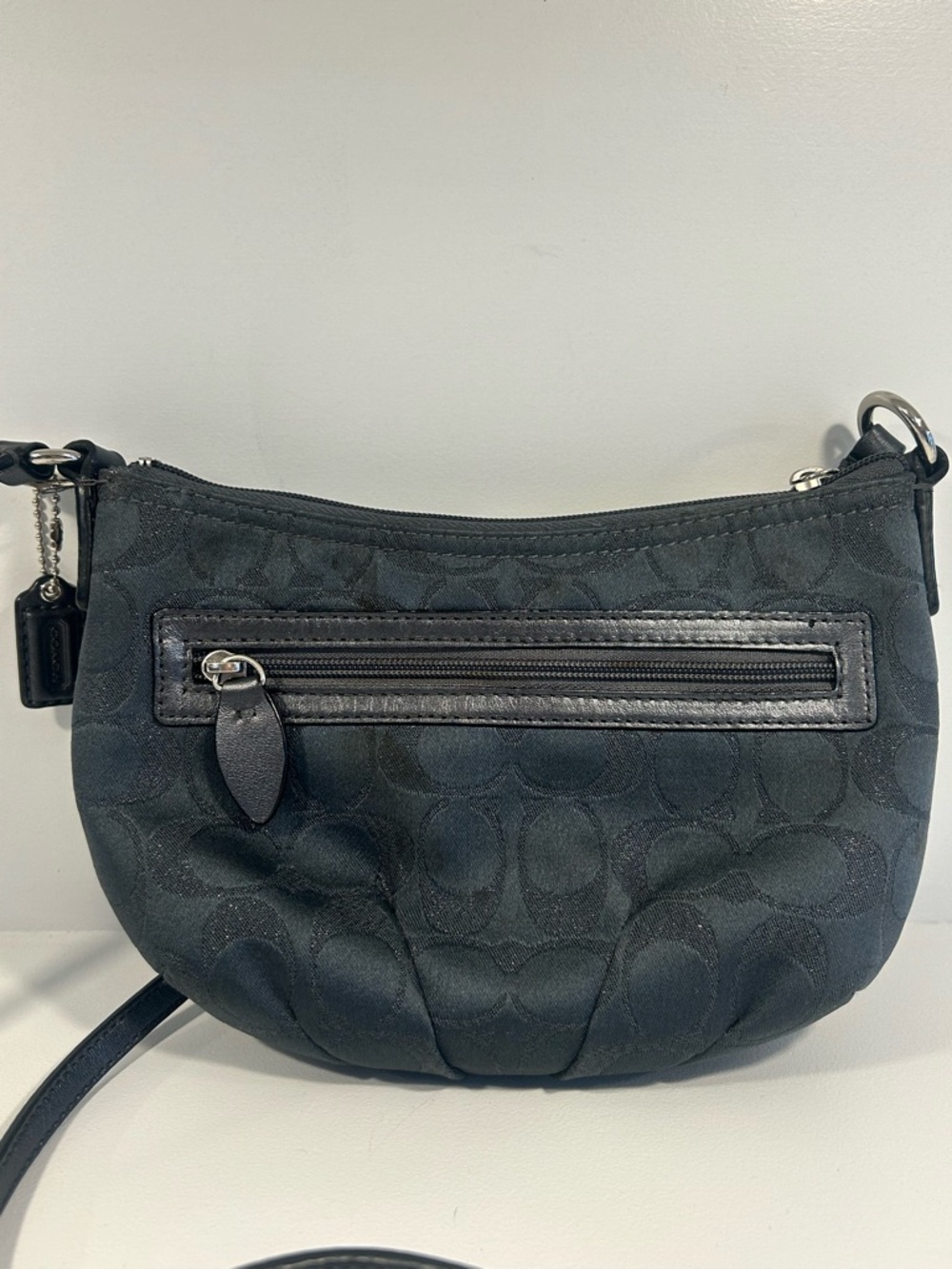 Coach Signature Black Jacquard Mini Shoulder Bag Y2K Crossbody Purse Small - Picture 2 of 12